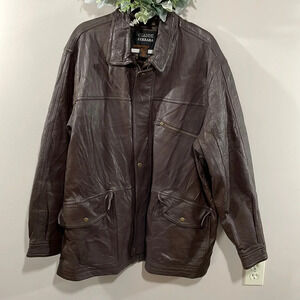 Gianni Ferrara Performance Outerwear Brown Leather Jacket XL